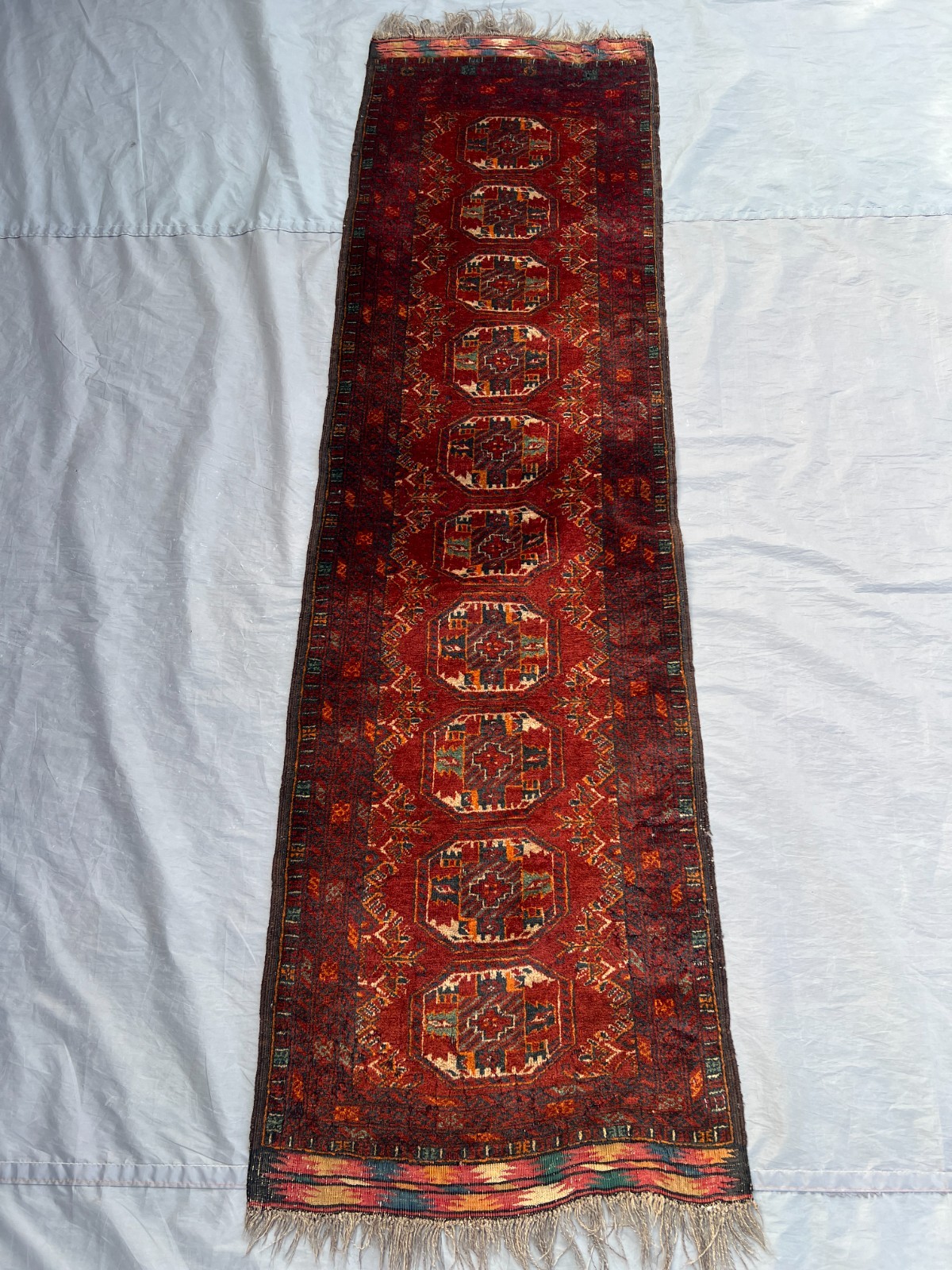 1’10×6’7 ft Antique Turkoman Tekke Runner – Hand Knotted Wool Tribal Red Rug