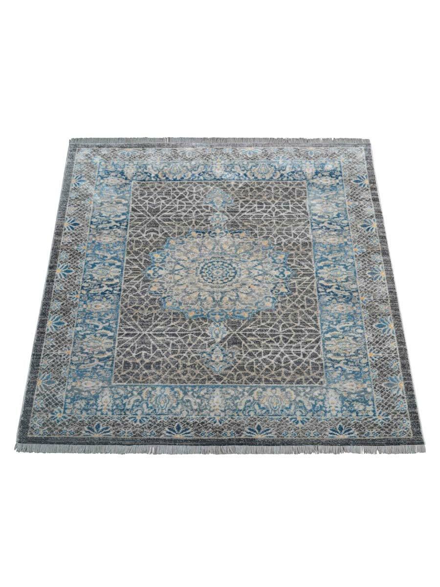 Machine Woven Cross Weave Polyester Area Rug Oriental Black Gray BBH Home M00090