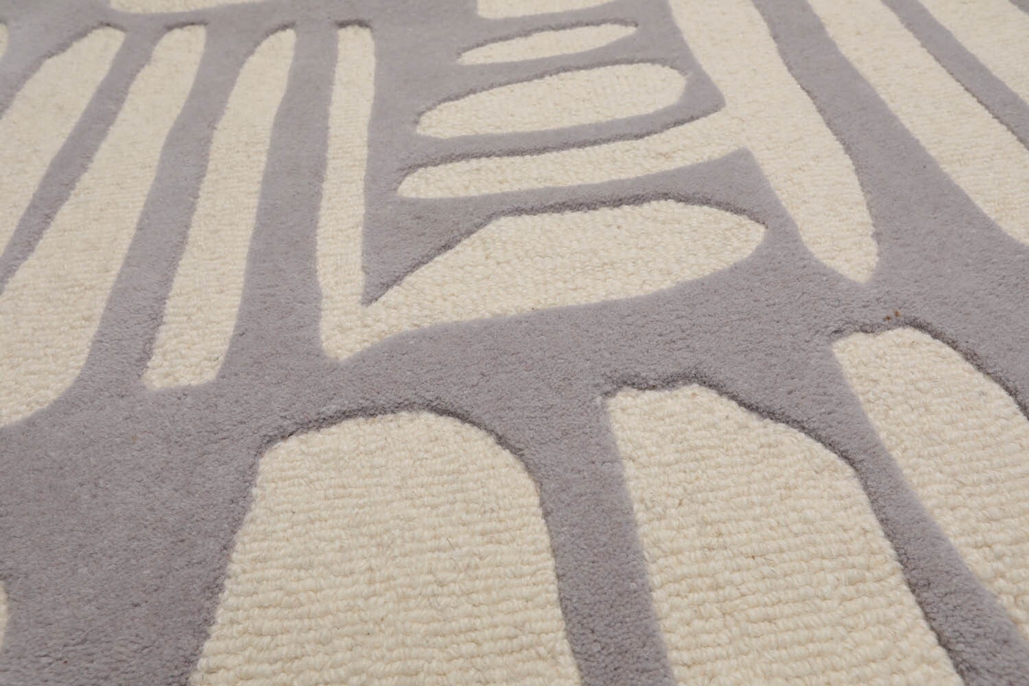 Designer Loop N Cut Pile Handmade Wool Modern Area Rug Cream Gray 5′ x 8′