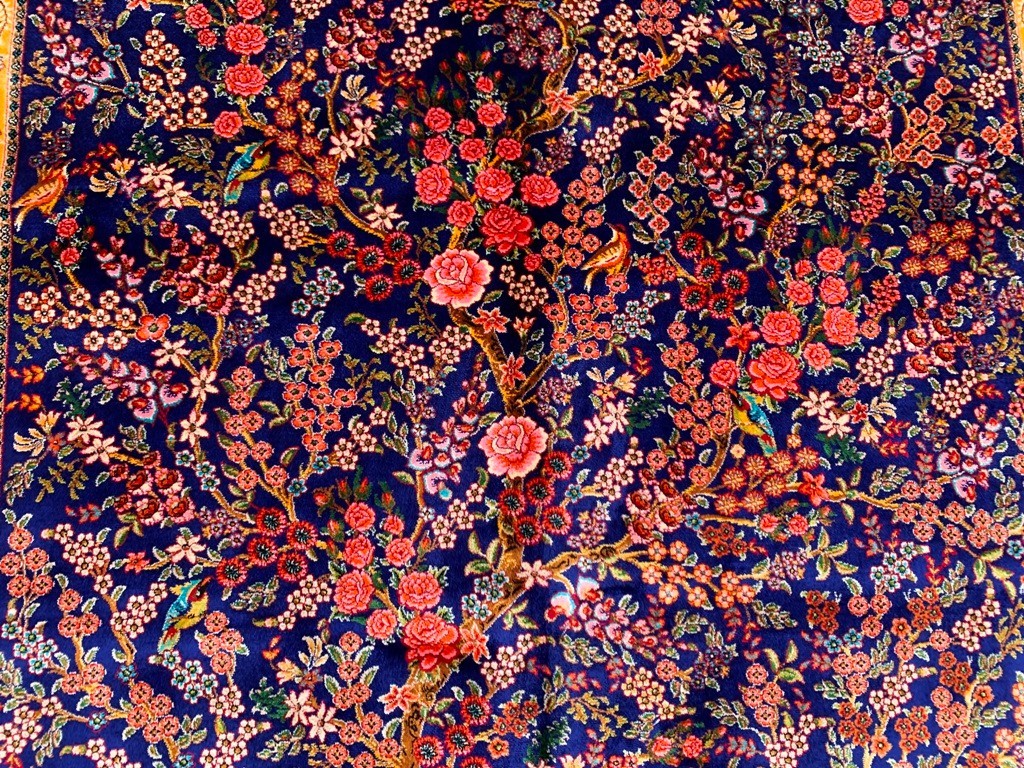 4×6 ft Luxury Silky Rugs Floral Bedroom Birds Fly Rug Silk Tribal Home Decor Rug