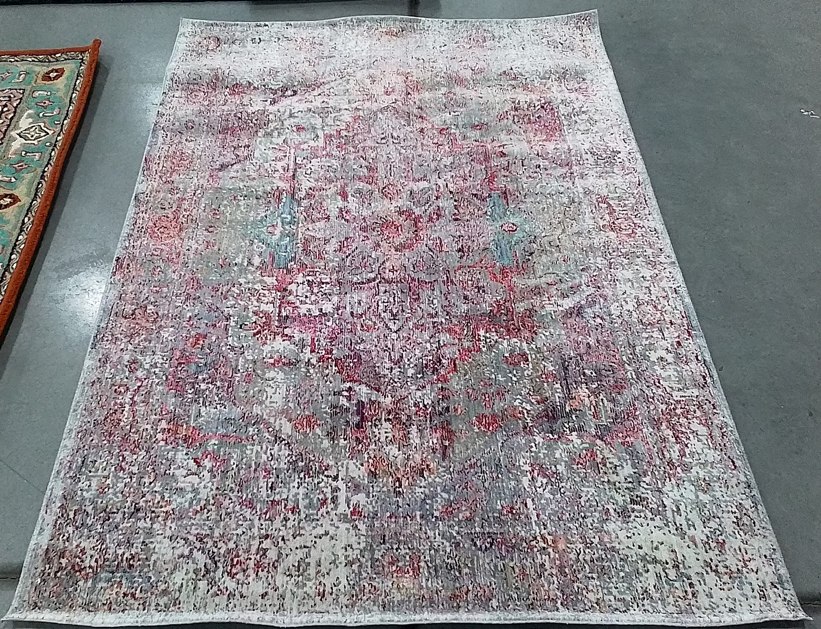 GREY / RED 4′-0″ x 5′-7″ Back Stain Rug, Reduced Price 1172796446 VAL163Q-4