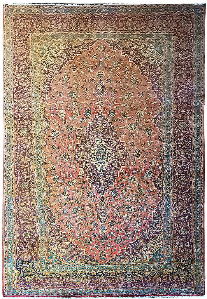 8′ x 13′ OLD Traditional Kashaan Rug Faded antique Red #F-5869