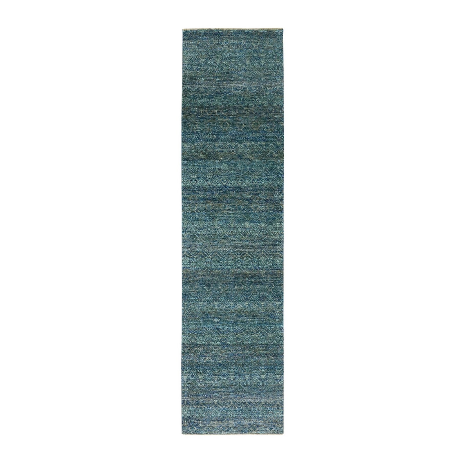 2’6″x10’1″ Green Hand Knotted Kohinoor Herrita 100% Wool Oriental Rug R79672