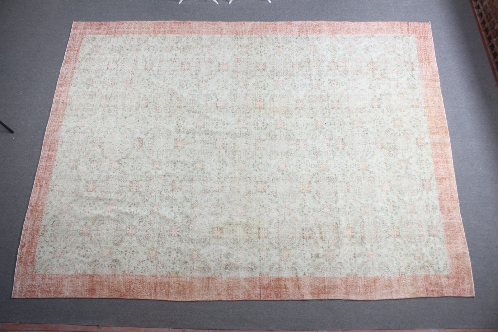 9,2×12,6 ft Vintage Rug, Turkish Oversize Rug, White Orange Oriental Rug