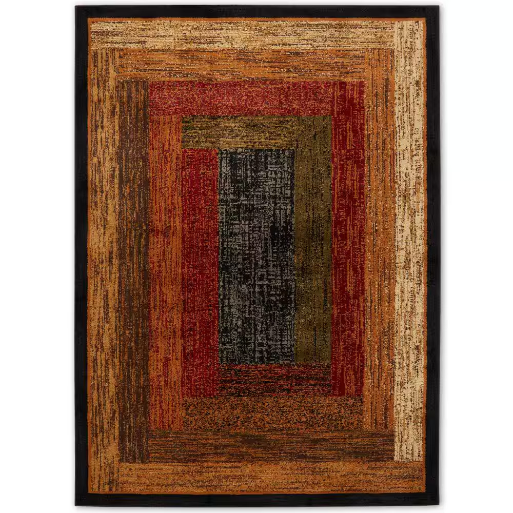 Royalty Vega Black/Brown 2 Ft. X 3 Ft. Geometric Area Rug NEW
