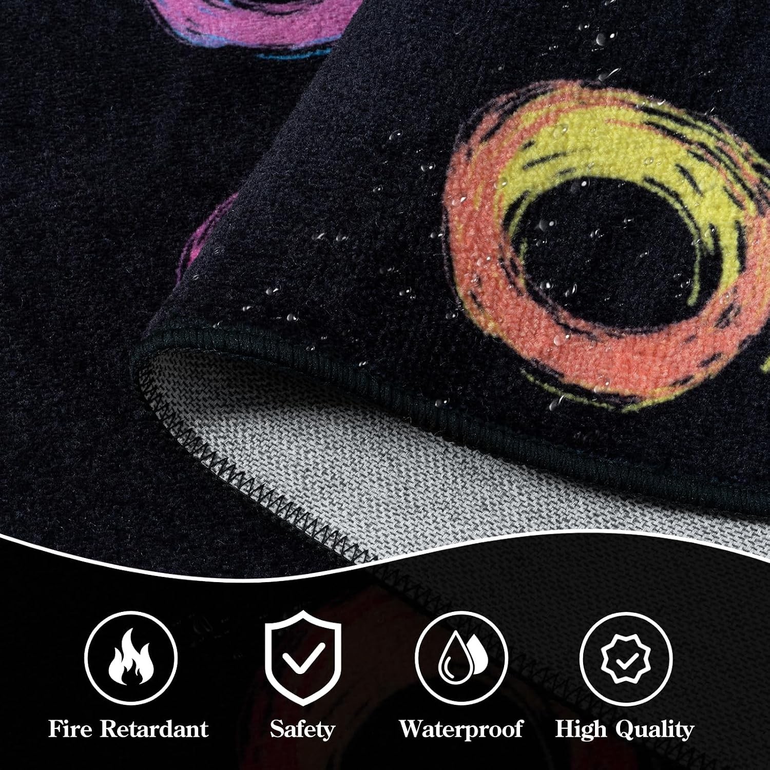 Educational Large Carpet Classroom Rug for Kids Room, 6×8.4 Abstract Black Area