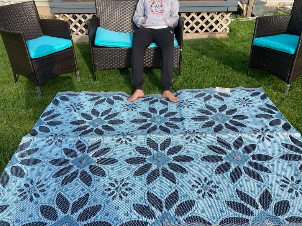 Clearance 2 Pk Outdoor Patio Rugs RV Camping Reversible Mat 5’x7 Used-Display