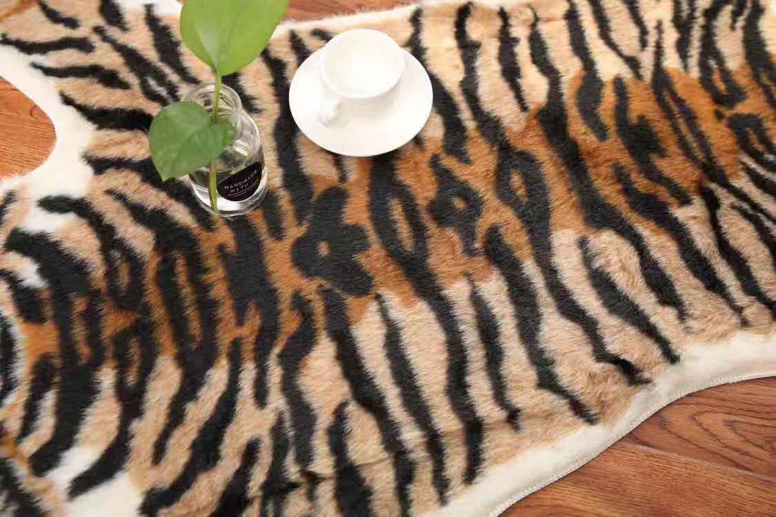 Animal Printed Tiger Zebra Cow Hide Faux Fur Rug Carpet Blanket Mat Washable