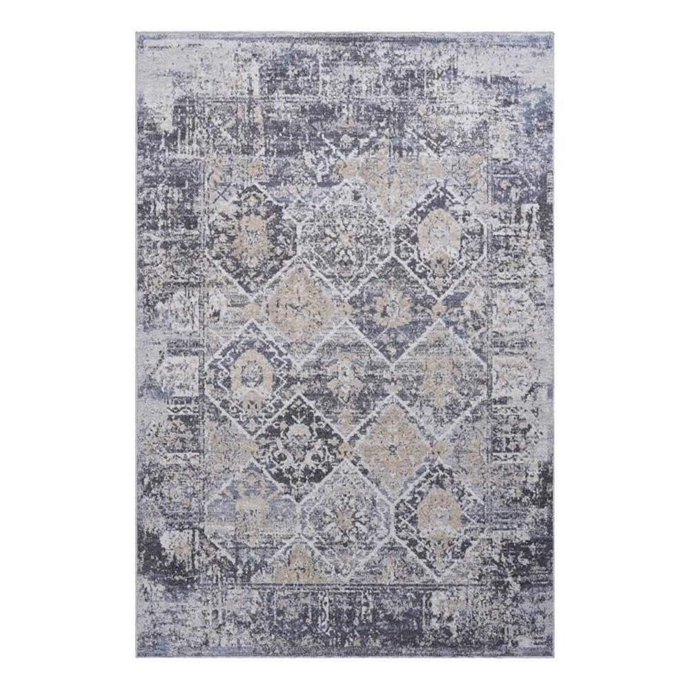 Bunyan Collection Traditional Vintage Gray/Blue Area Rug (5’3” x 7’6”)