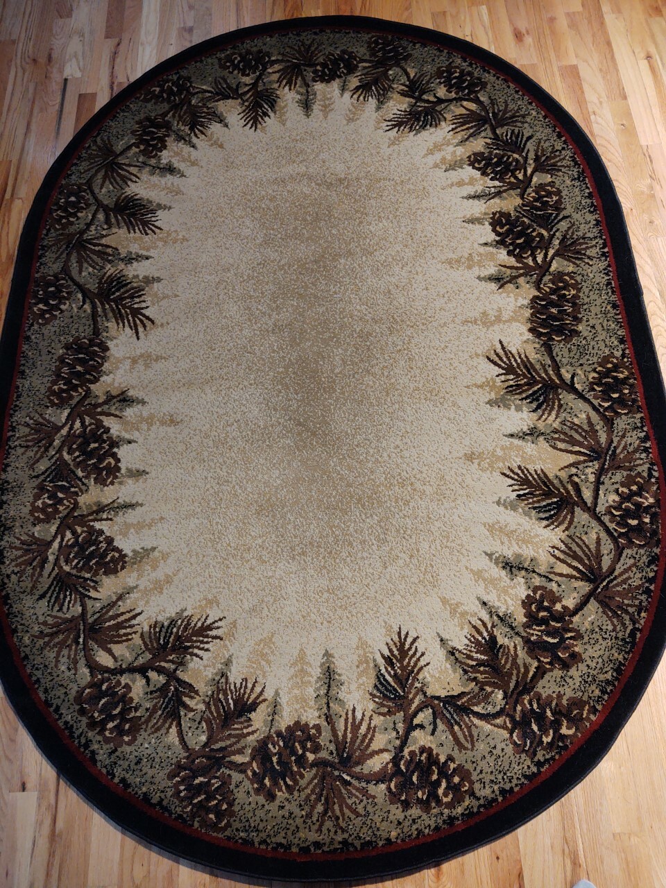 8×10 (7’10” x 9’10”) Oval Pinecone Lodge Cabin Forest Area Rug *FREE SHIPPING*