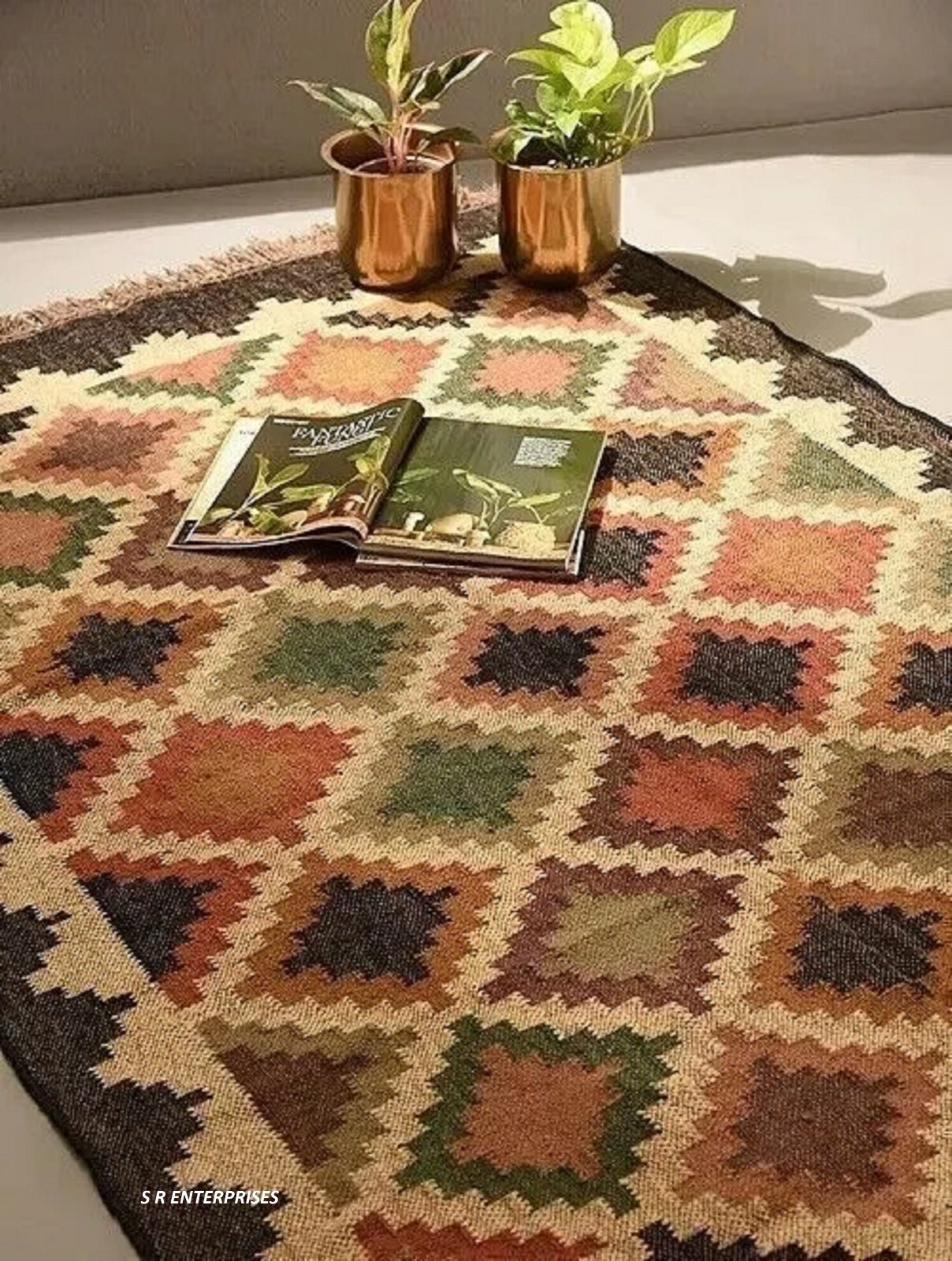 Rectangle Rug Kilim Wool Jute Home Decor Area Rugs Living Room Carpet Runner