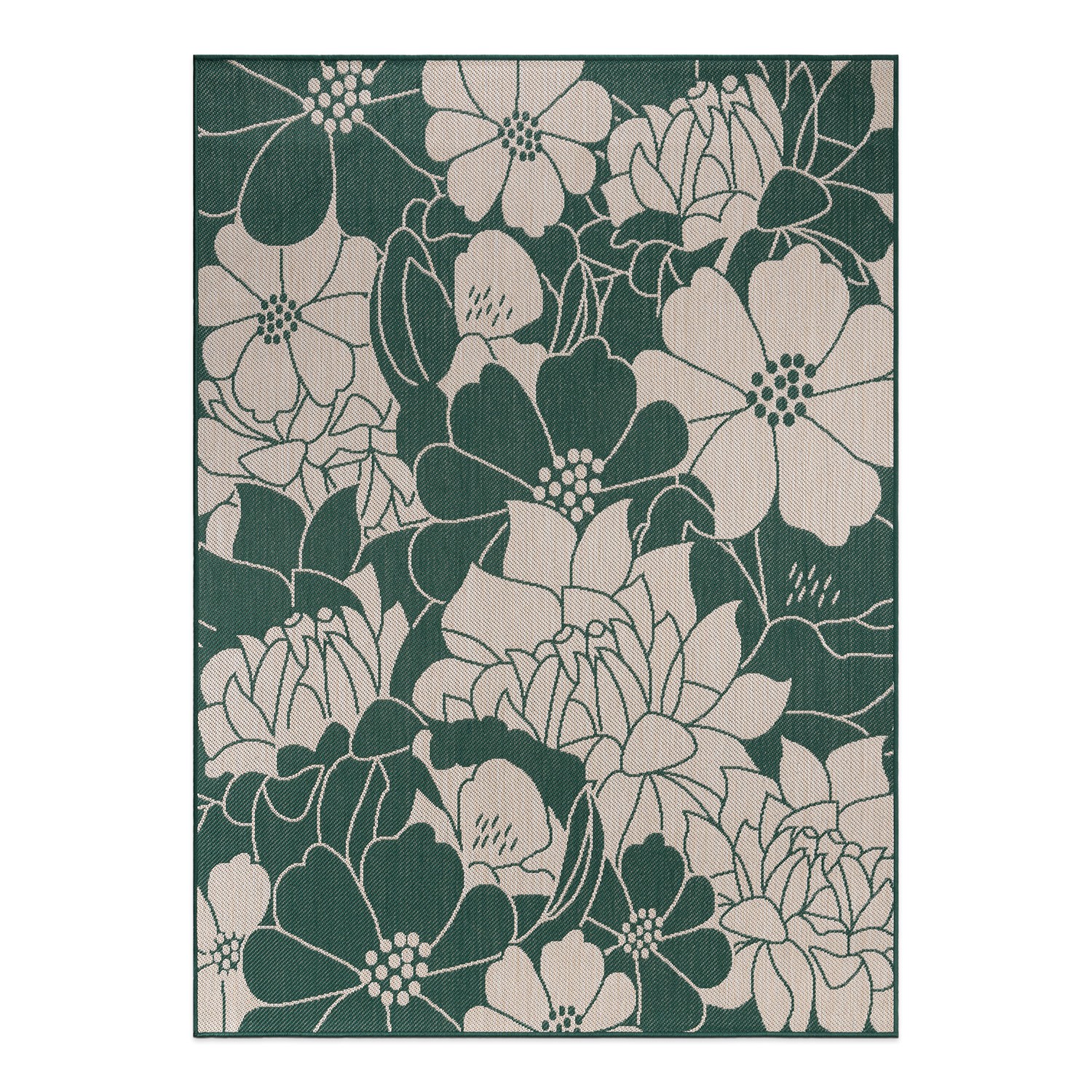 Rugshop Outdoor Rug Modern Floral Flowers Textured Indoor Outdoor Rugs Green 5×7