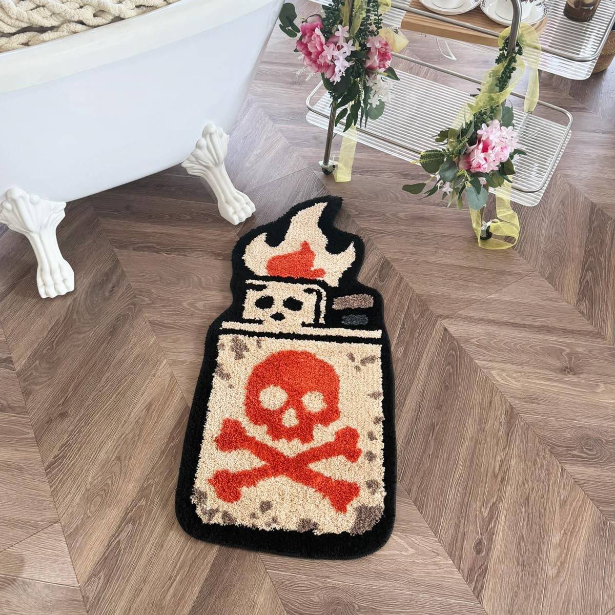 LAKEA Yellow Lighter Don’t Smoke Flocking Rug Living Room Carpet Bathmat Beds…