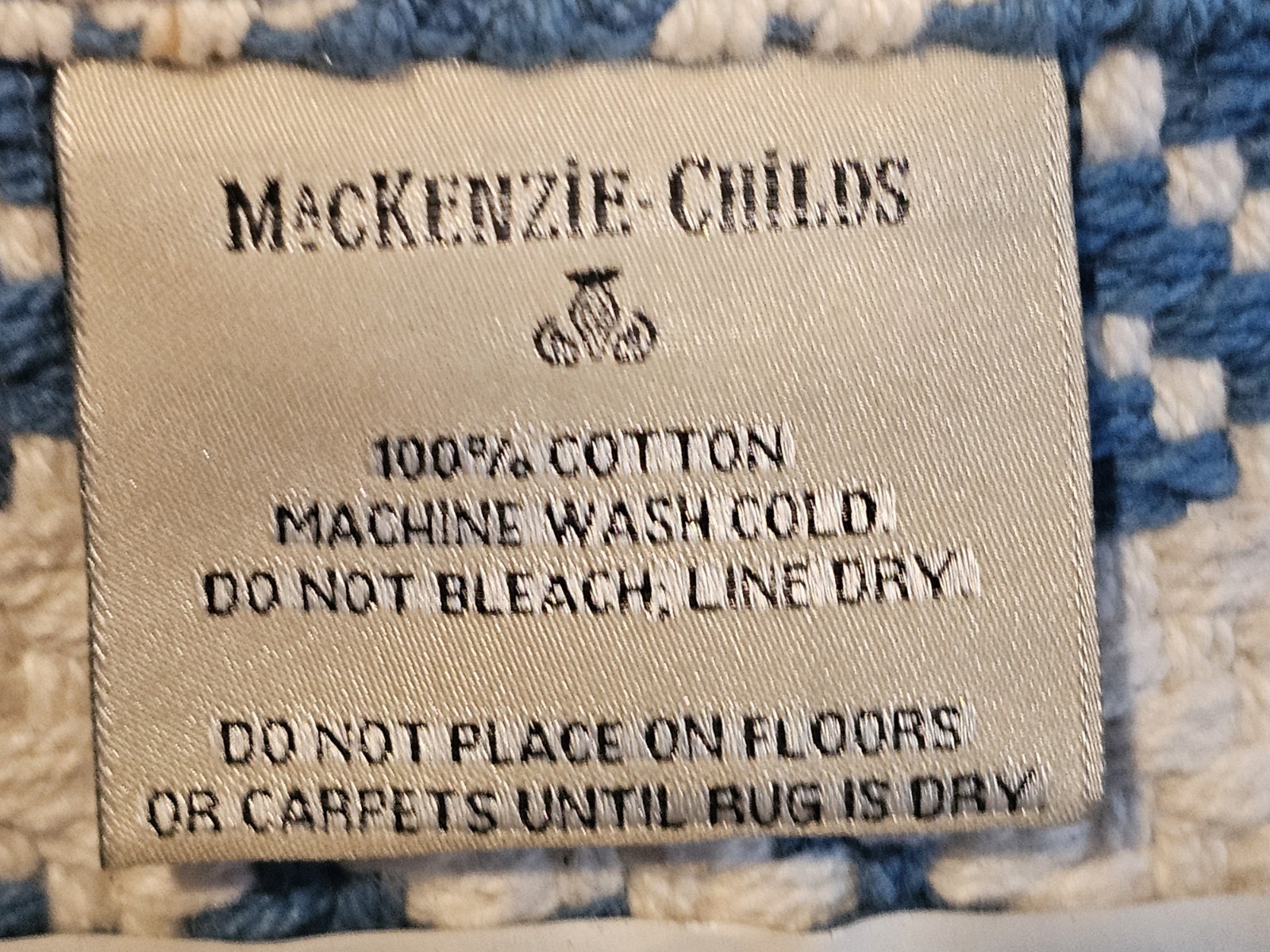 NEW Mackenzie Childs Scatter Rug Oxford Blue Stripe 2’x3′ Sealed In Original Bag
