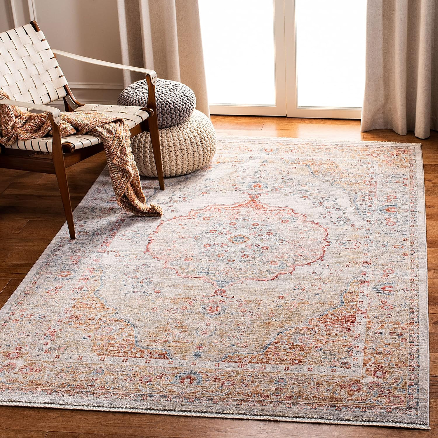 Kenitra Vintage Oriental Accent Rug 3′ x 5′, Grey & Light Blue, Easy Care
