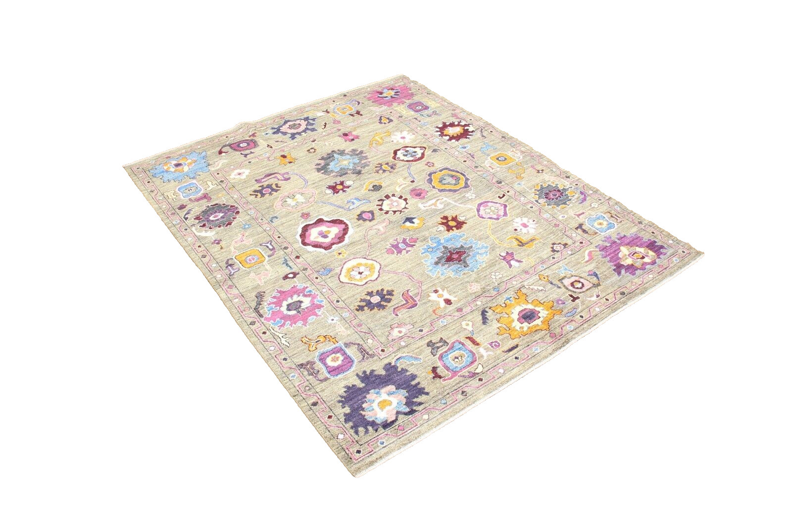 Hand-Knotted Traditional Peshawar Chobi Oushak Rug | 8″2′ x 9’10” | 100% Wool