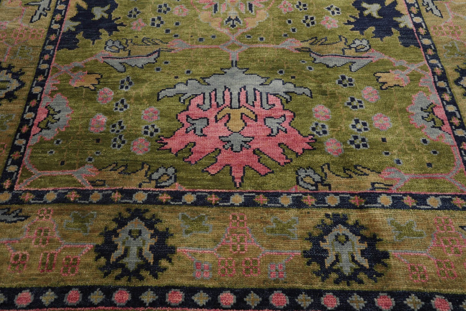 ARTS & CRAFTS MUTED TURKISH OUSHAK MULTI SIZES Hand Knotted Wool Area Rug Green