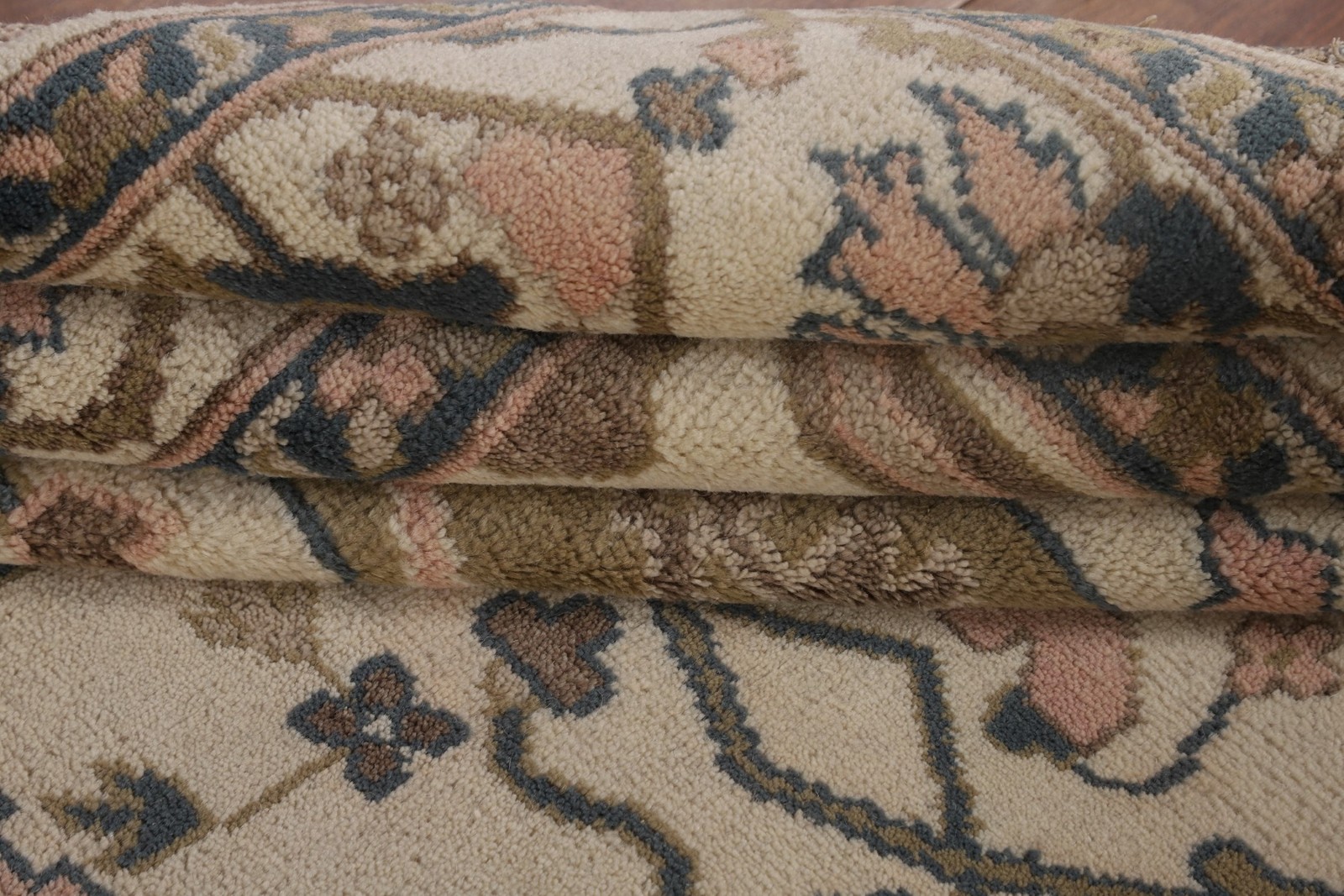 Ivory Oushak Oriental Area Rug 8×10 Hand-knotted Wool All-Over Pattern Carpet