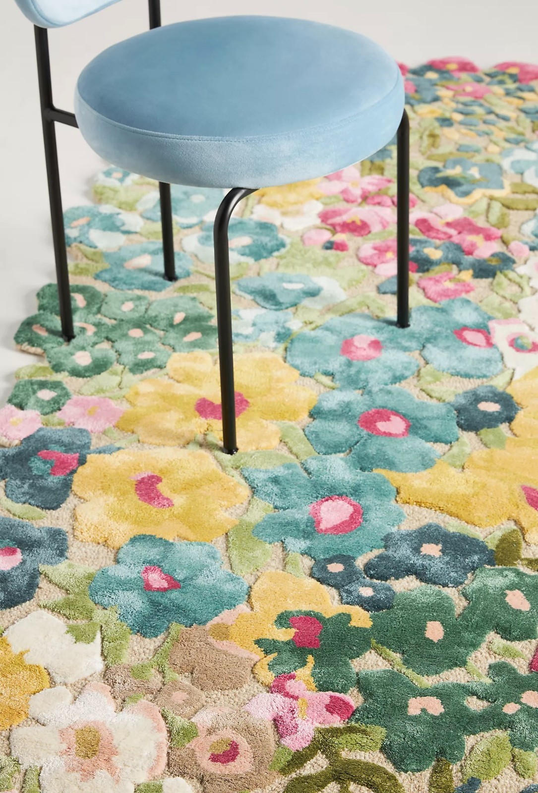 Anthropologie Hand-Tufted Wool & Silk Area Rug Living Room Custom Size Available