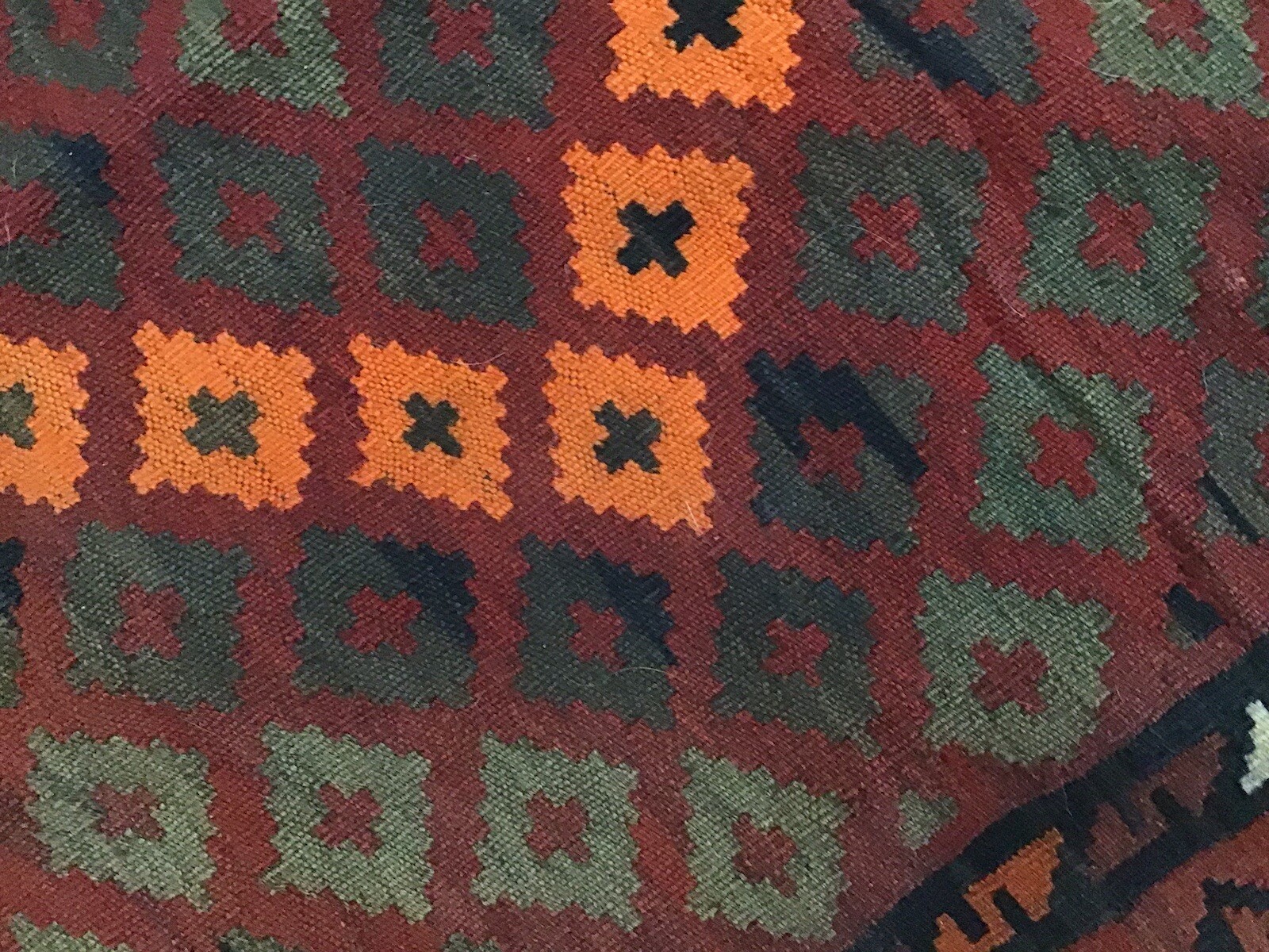 Accent Rug Orange Black and Rust White Color 6’10” long by 3’ 10” wide