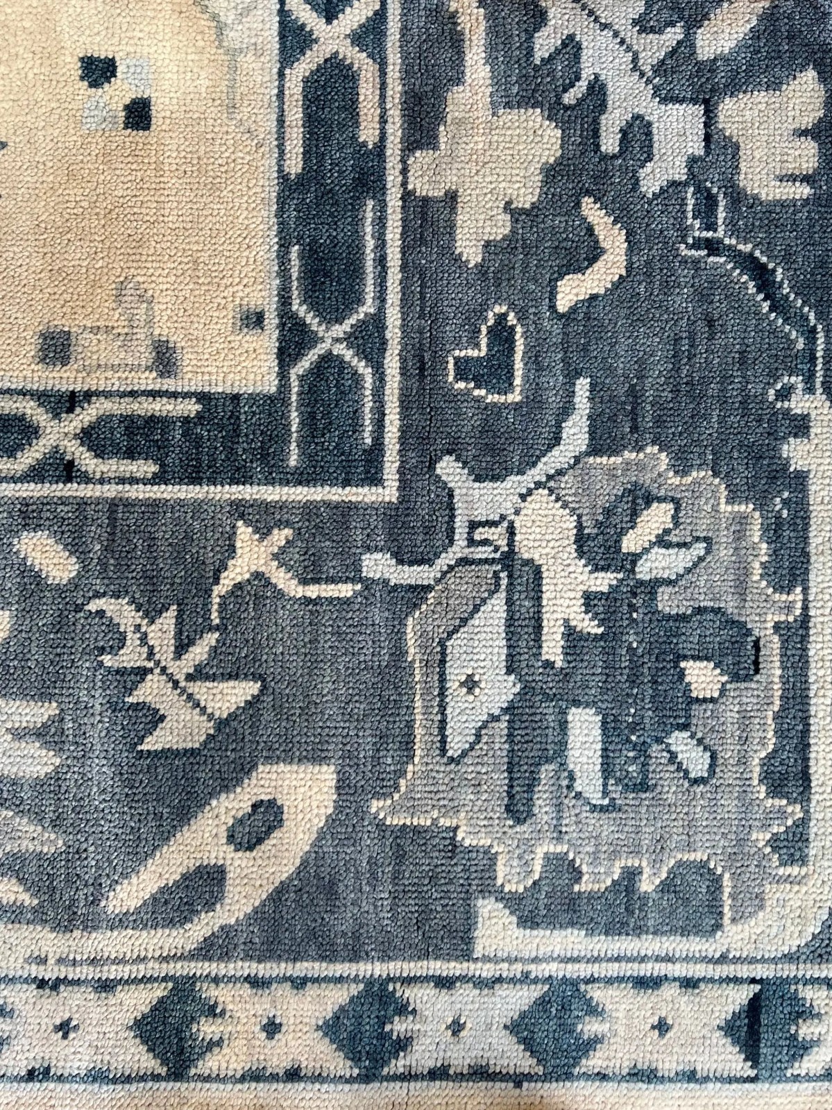 8×10 9×12 Blue Turkish Oushak Area Rug | Handmade Wool Vintage Distressed Carpet