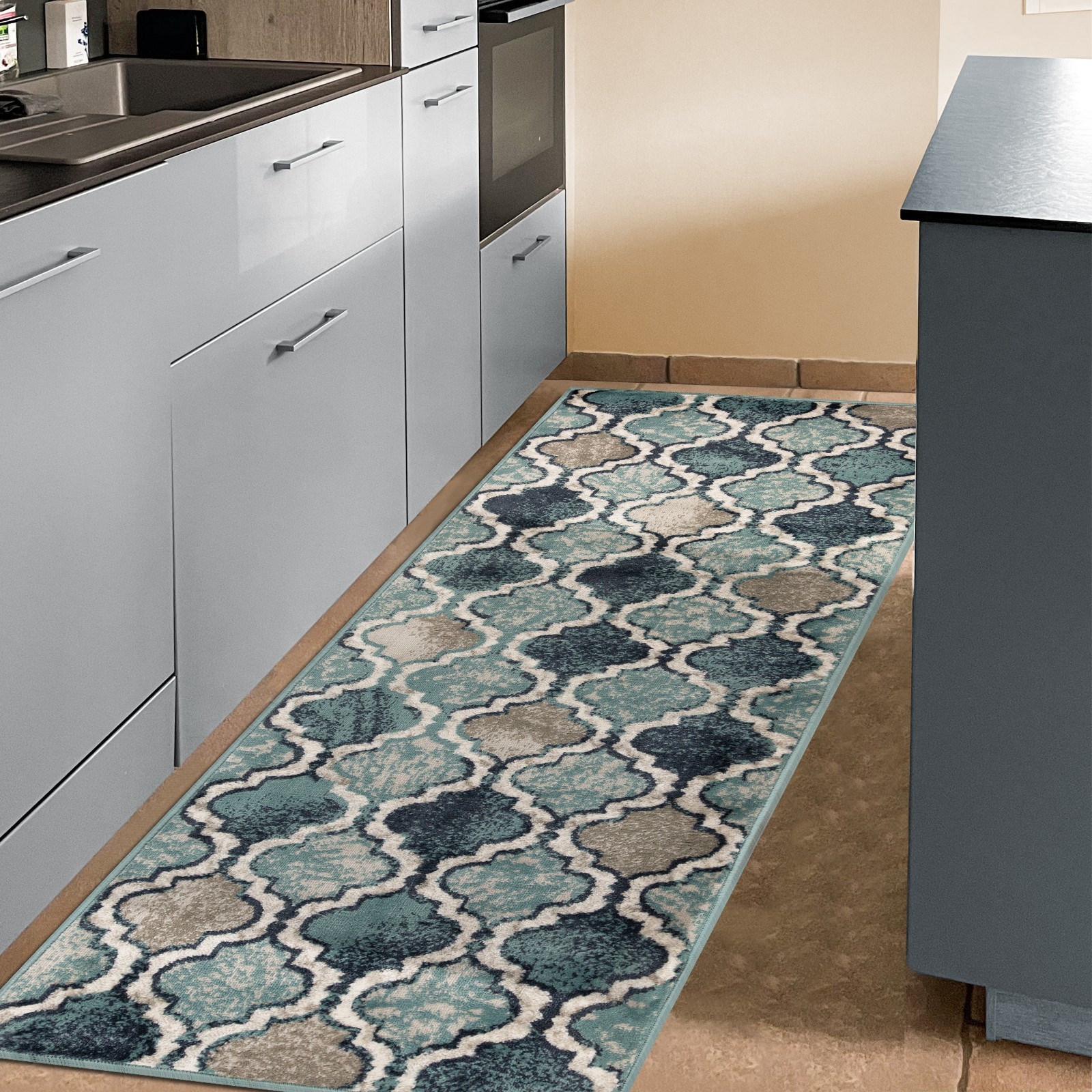 Viking Geometric Trellis Modern Anti Static Colorfast Moth Proof Indoor Area Rug
