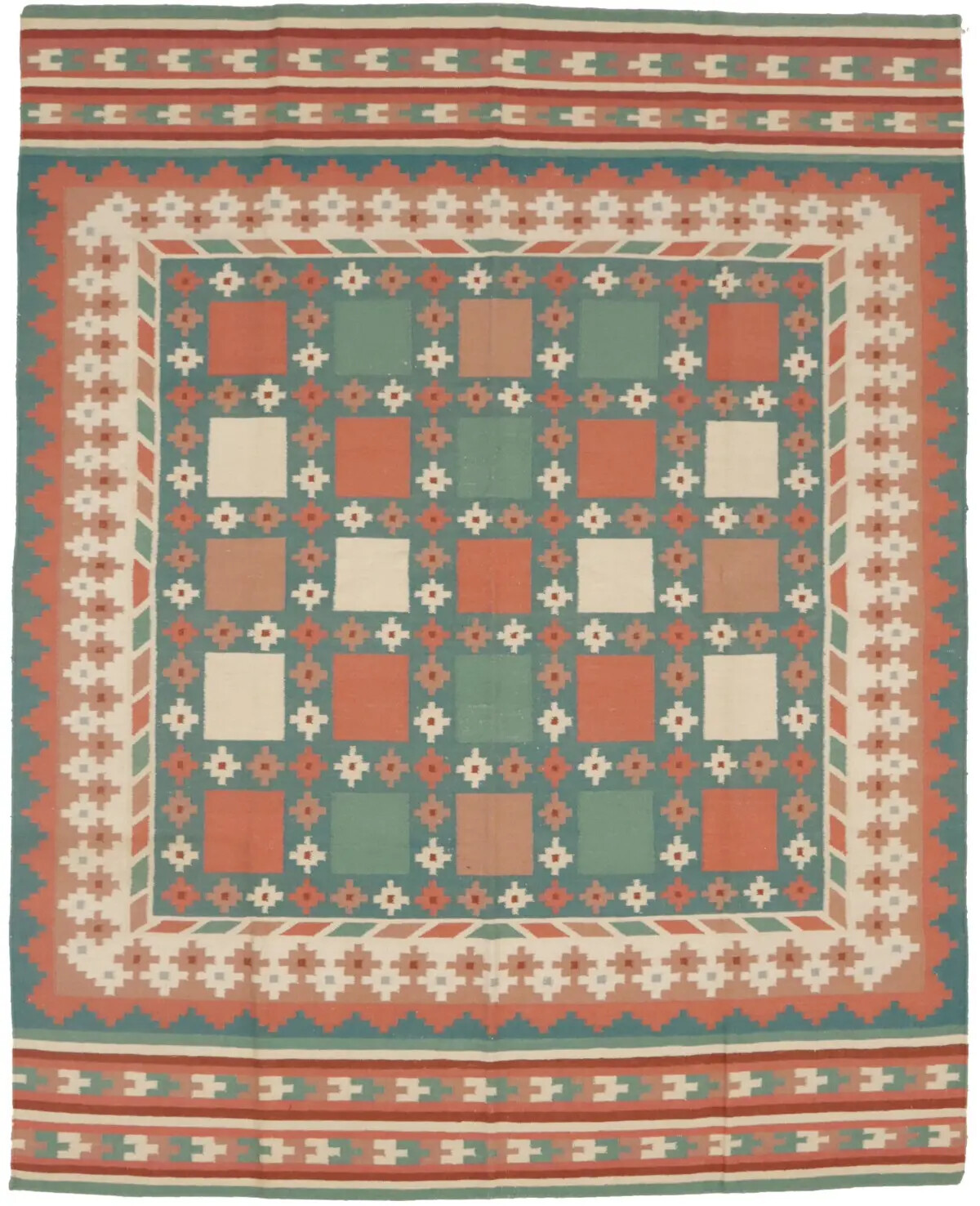 Geometric Dhurrie Rug Reversible Flat-Weave Oriental Decor Carpet 7’5X9’4 ft