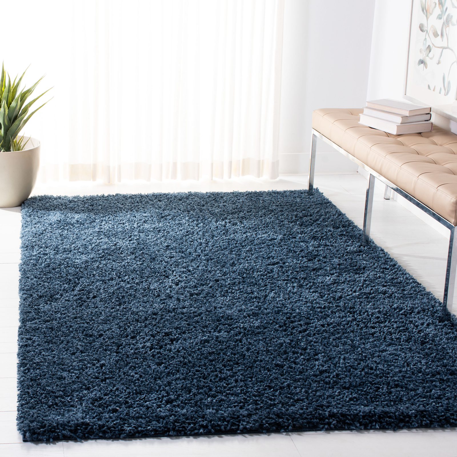 Safavieh Power Loomed August Shag Navy Area Rugs – AUG200M