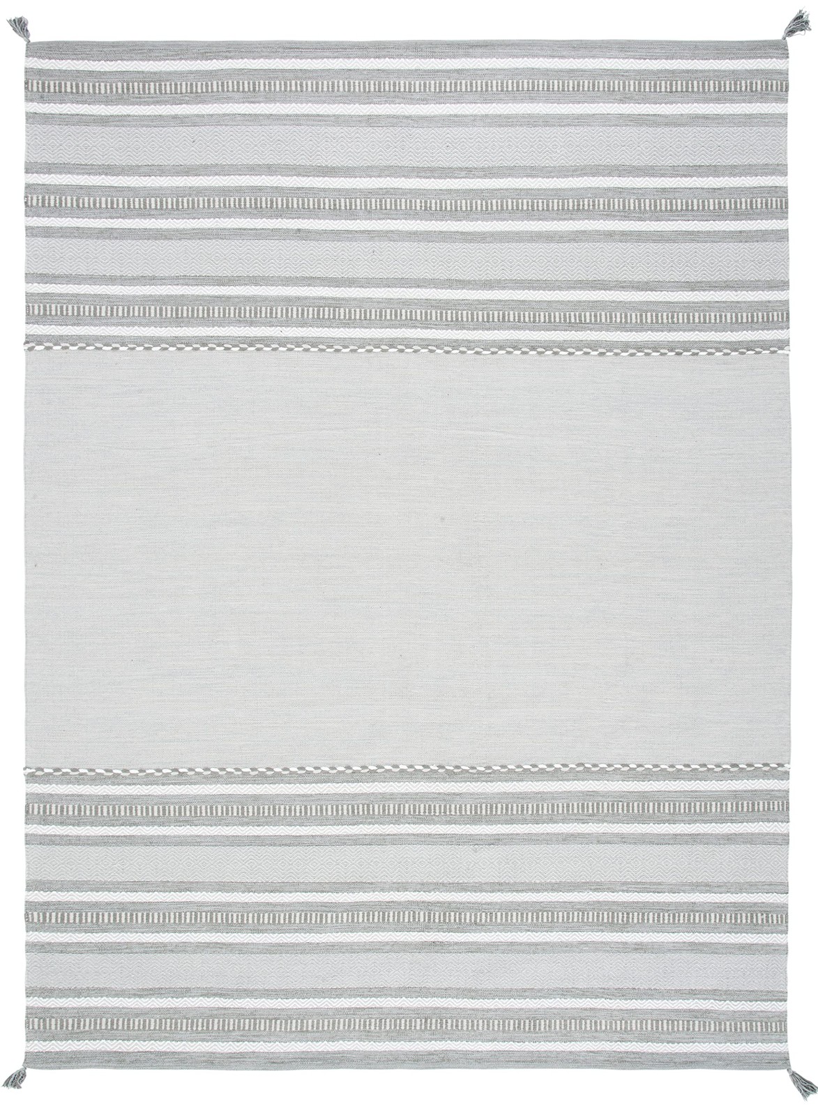 Area Rug 8×10 – Montauk Collection – Large – Grey & Ivory, Handmade Flat Weav…