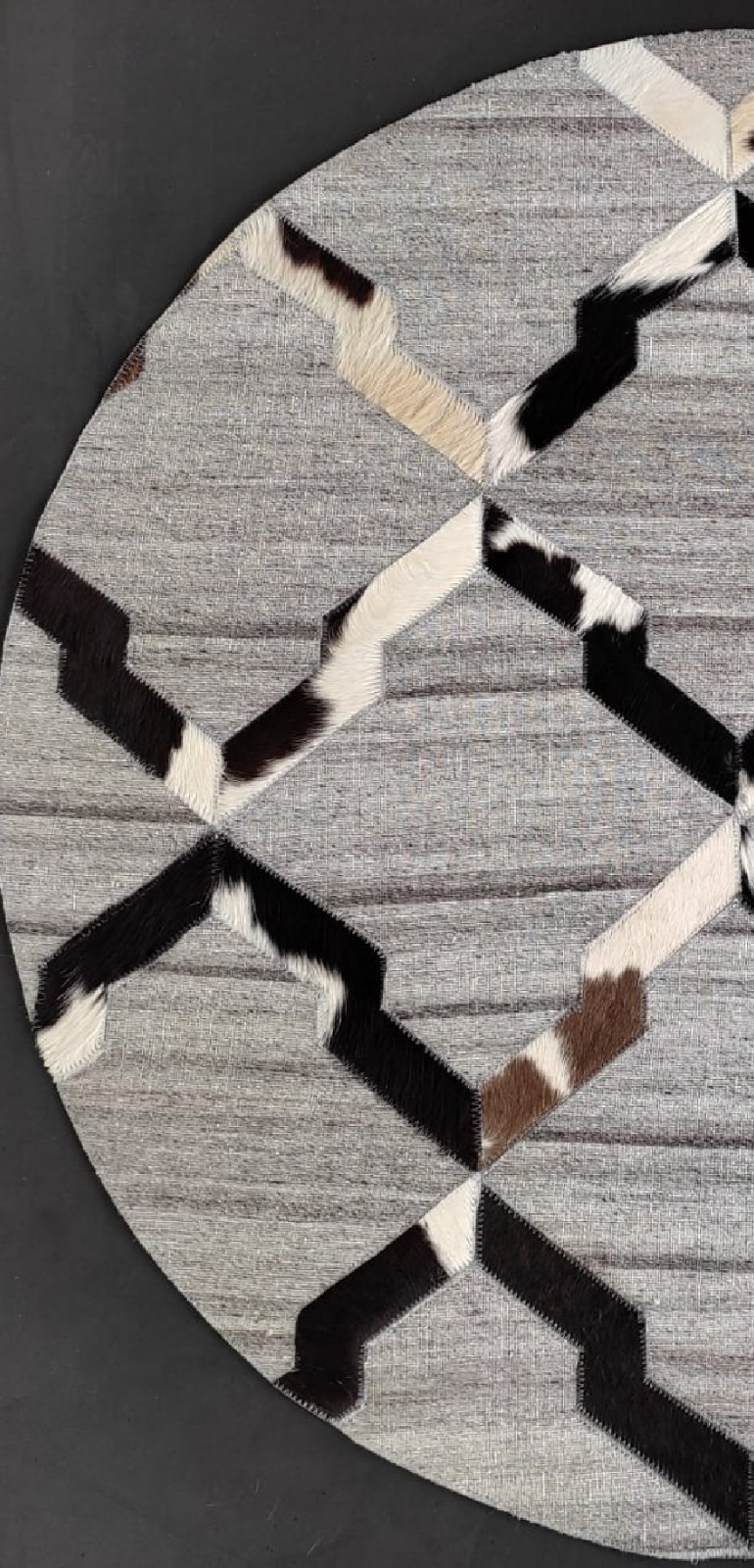 Modern Geometric Area Rug Grey Black Cowhide Pattern Carpet Living Room Rug