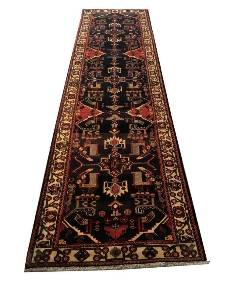 4′ x 14′ Graphite Black Traditional Hamaadan Rug 81529