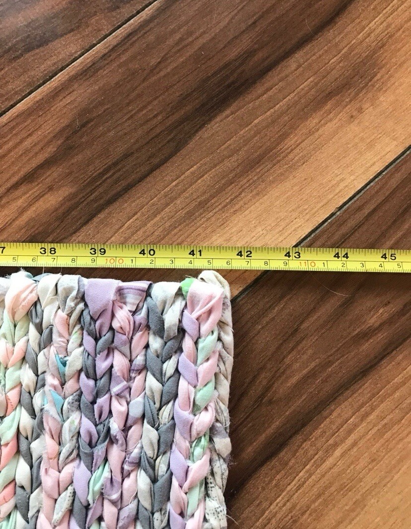 Homemade twined rag rug recycled material 42” x 25”