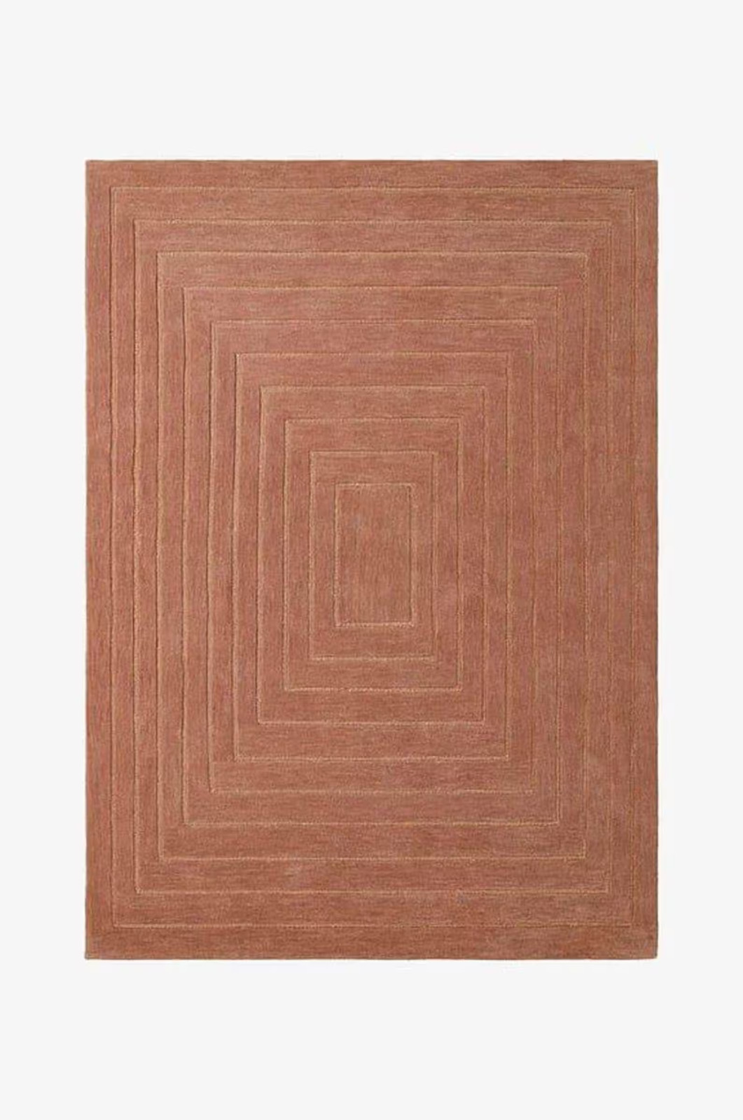 Hand Tufted Wool Rug, Modern Geometric Square Design, Minimalist Terracotta Rug
