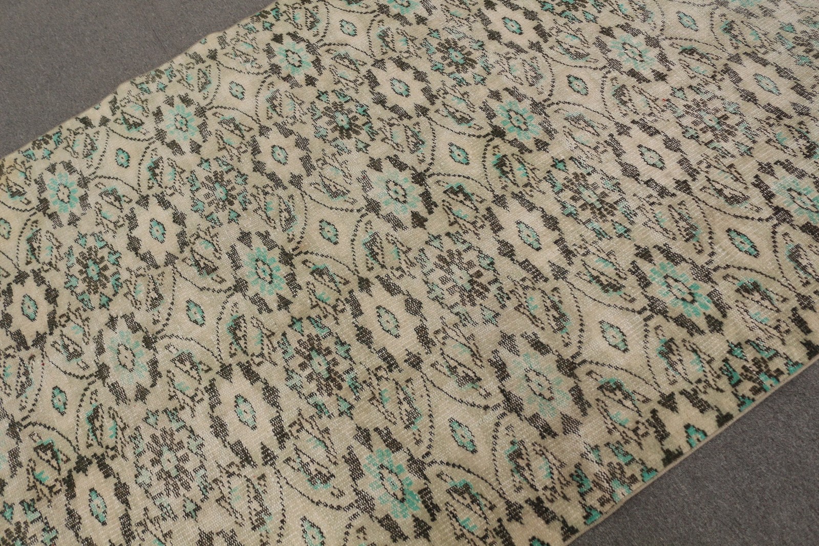 4,8×8,5 ft Turkish Vintage Rug, Large Rug, Blue Wool Rug