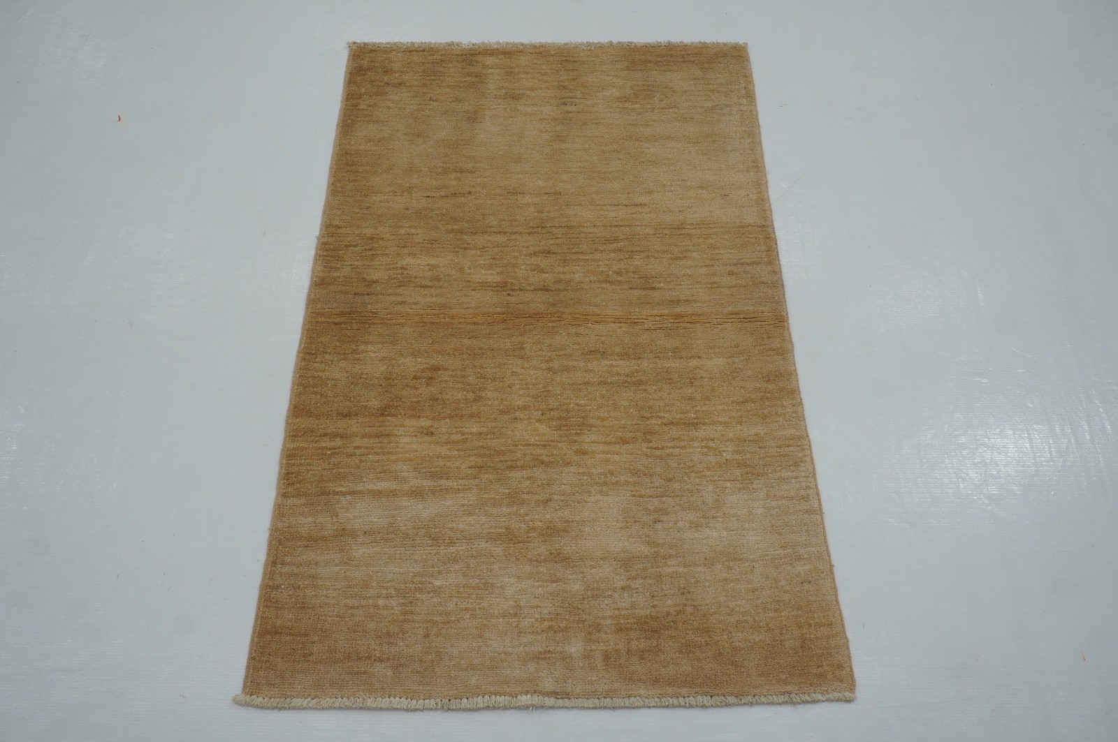 2×4 ft Solid Beige Gabbeh Afghan Hand Knotted Area Rug