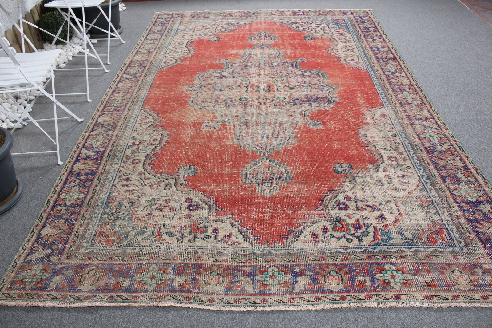 7,3×10,4 ft Rug, Turkish Rug, Vintage Red Wool Oriental Rug