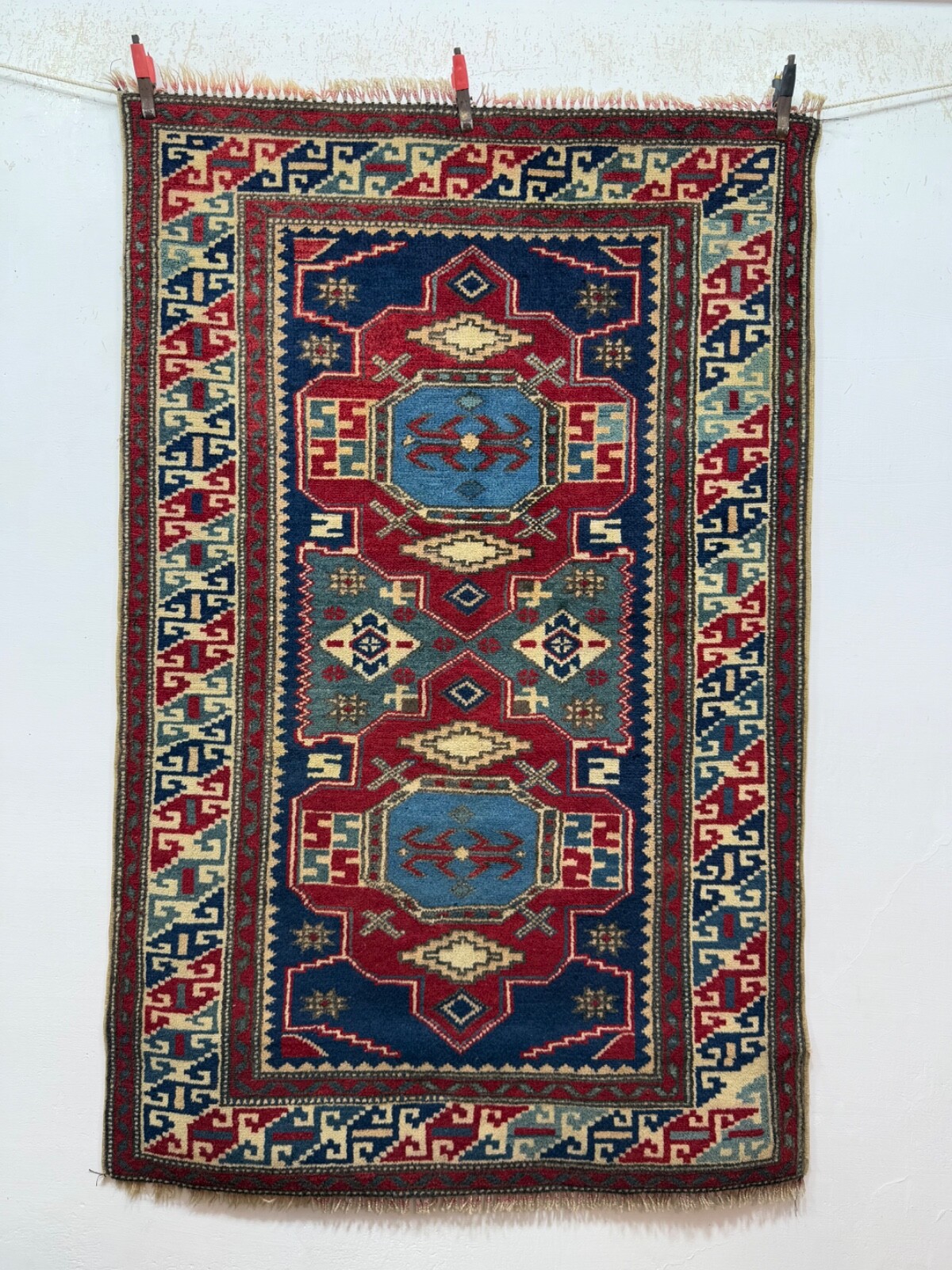 Vintage Beautiful Hand Knotted Traditional Floor Area Wool Rug 117×76 Cm