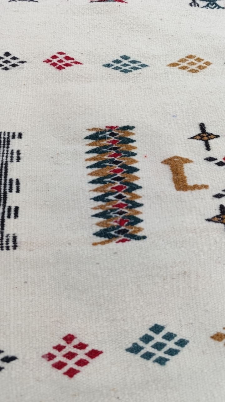 Vintage Algerian Berber Sahara Wool Rug Handmade Tribal Kilim Boho 63×33 in