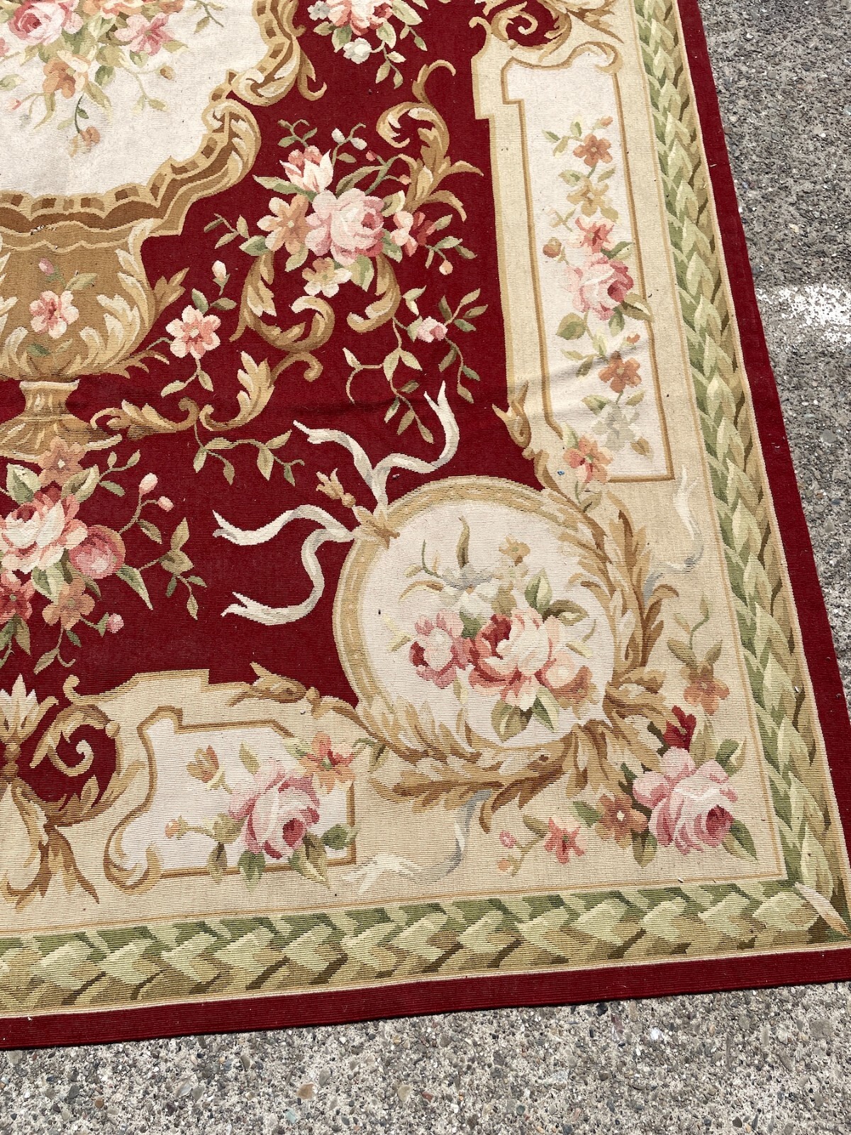 Handmade Pierpoint Tapestry/Area Rug w/ Roses, 108″L x 72″W