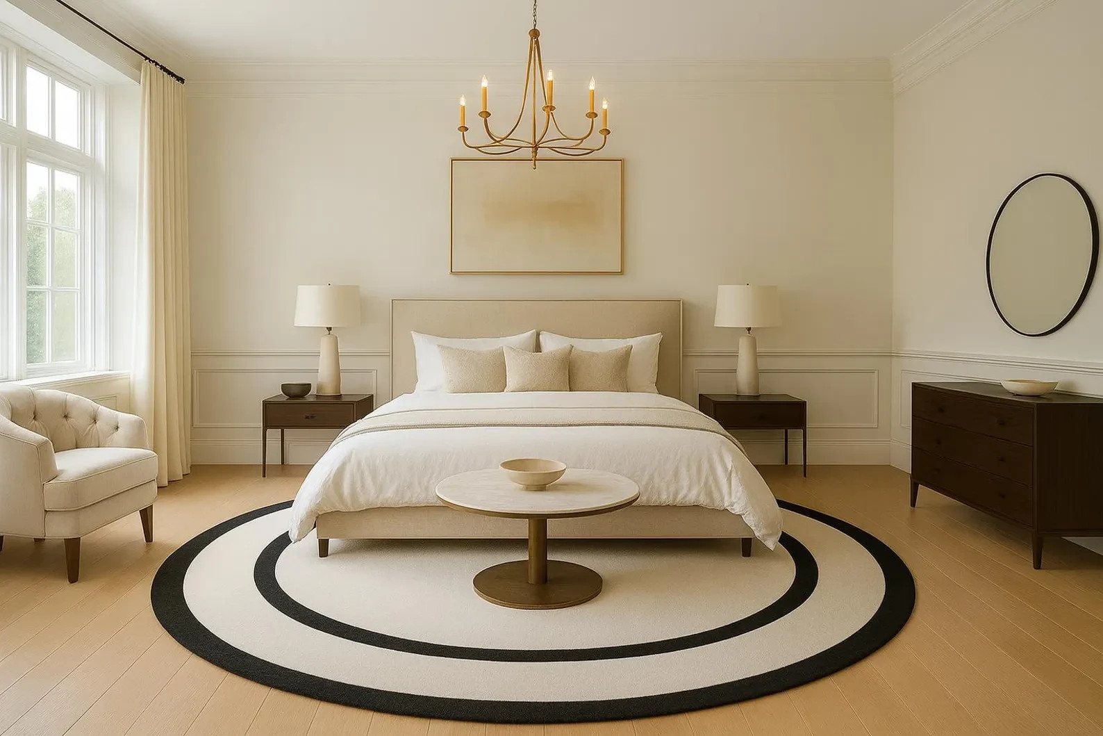 Luxurious Modern Hand-Tufted Circle Rug – Premium Soft Texture, Bold Black