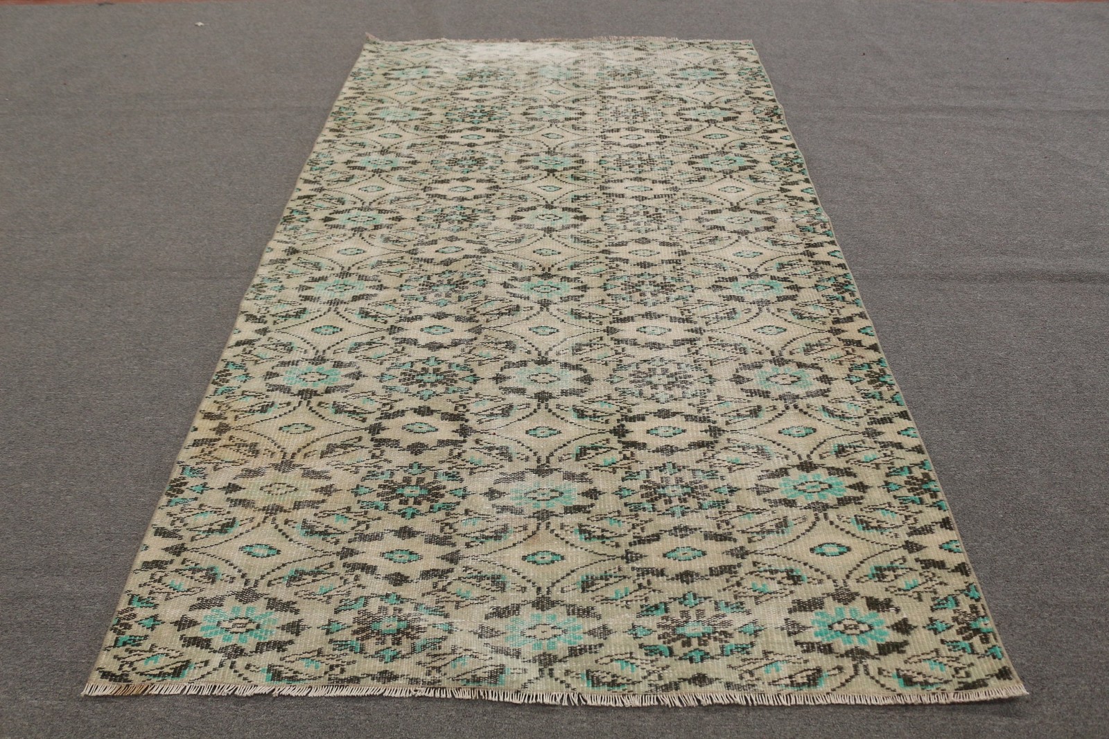4,8×8,5 ft Turkish Vintage Rug, Large Rug, Blue Wool Rug