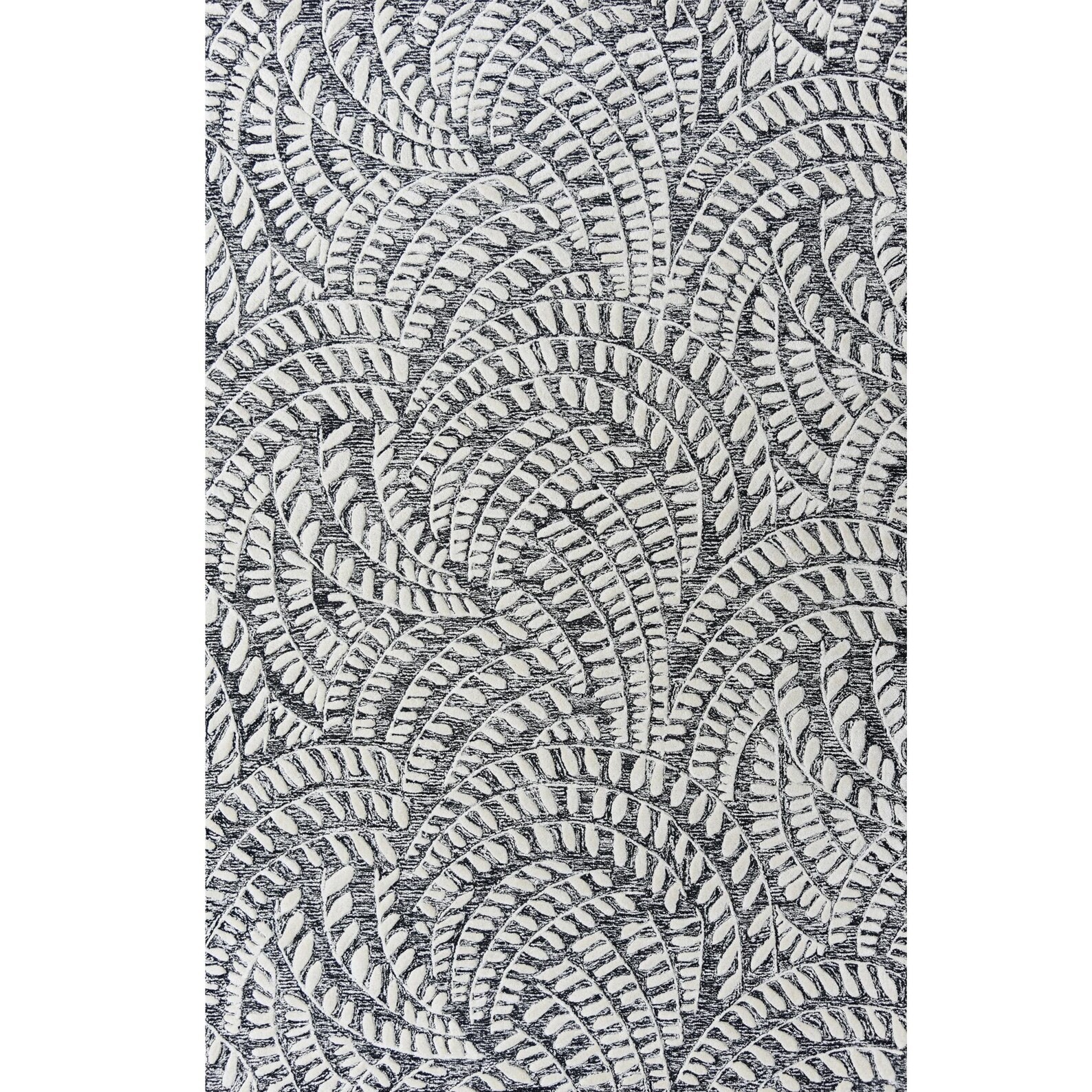 New Hand-Tufted Monochrome Waves Custom New Zealand Wool Area Rug