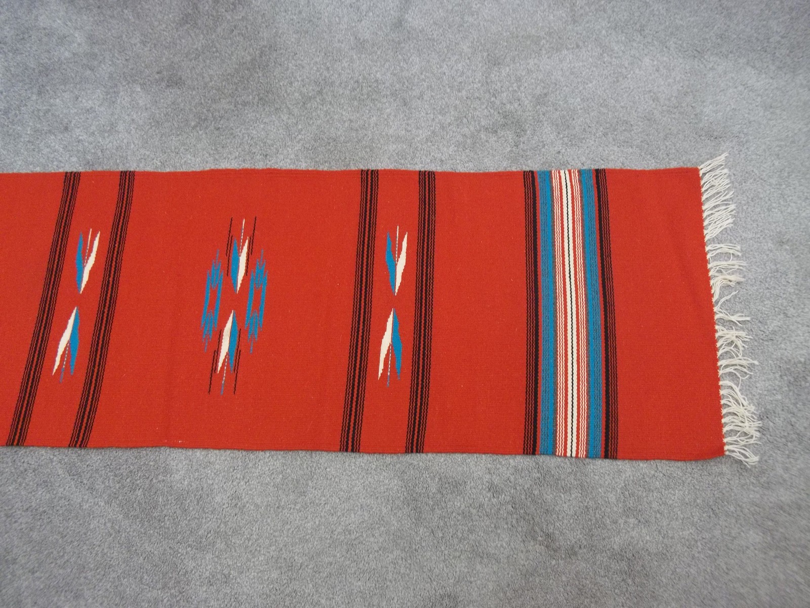 This is a Beauty! Brilliant Colors! Burndt Orange teal yellow Long 60″ x 20″ in