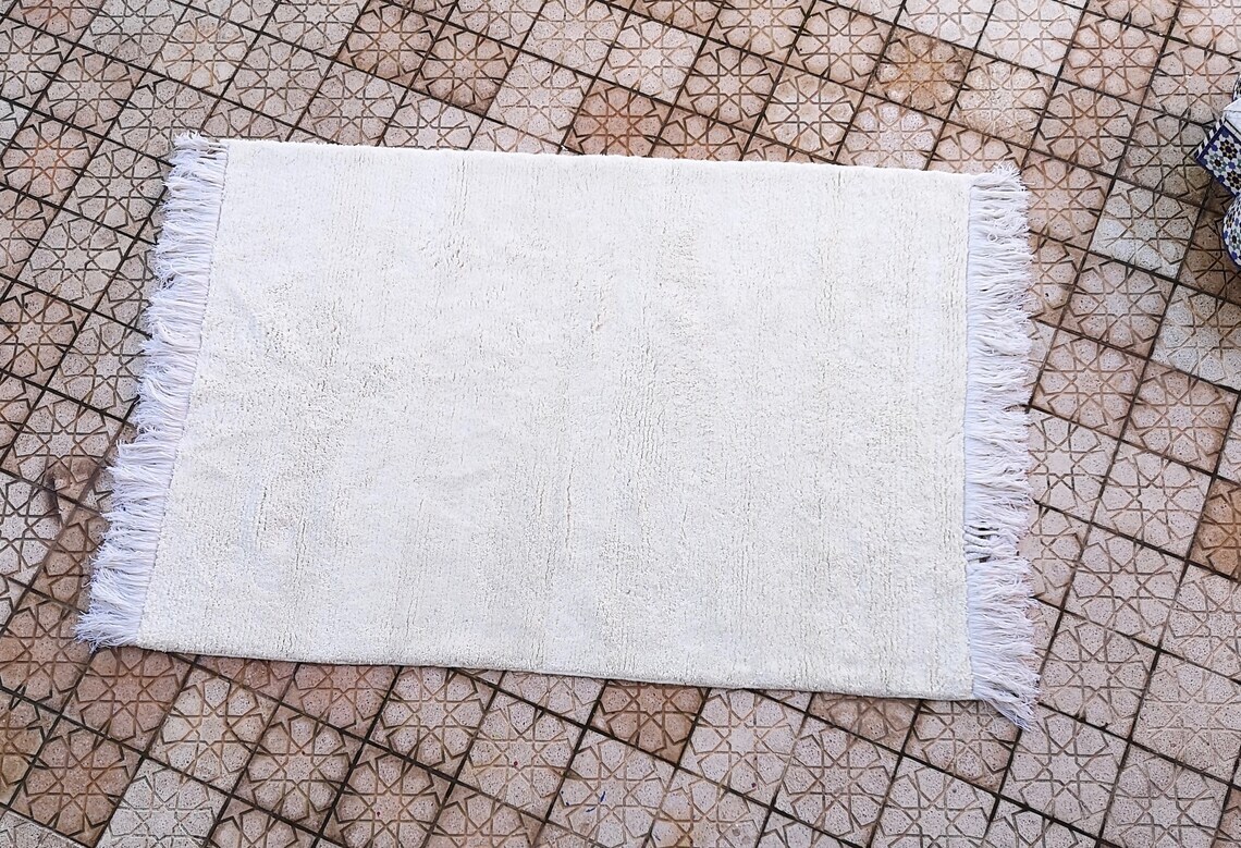 White Moroccan rug Beni Ourain rug handmade Moroccan Rug100% wool rug