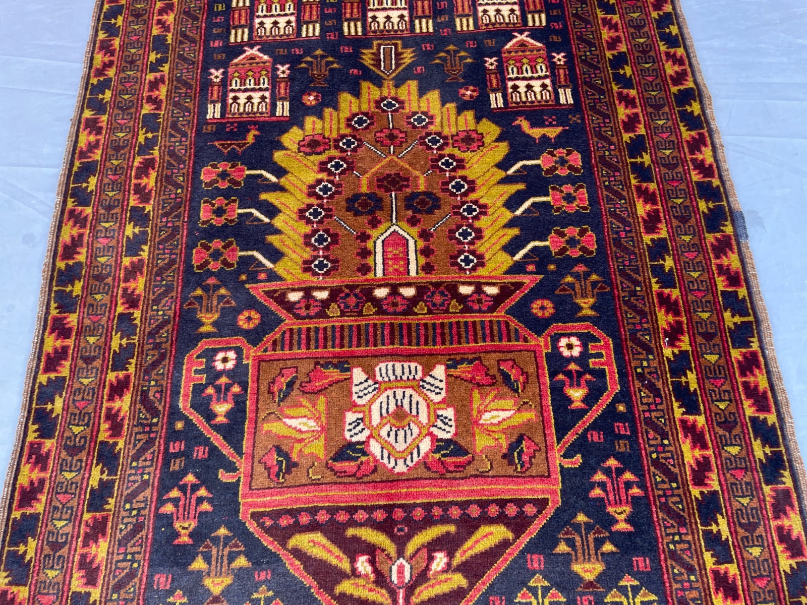 3×5 Handmade Baluchi Pictorial Floral Rug Vintage Tribal Wool Accent Carpet