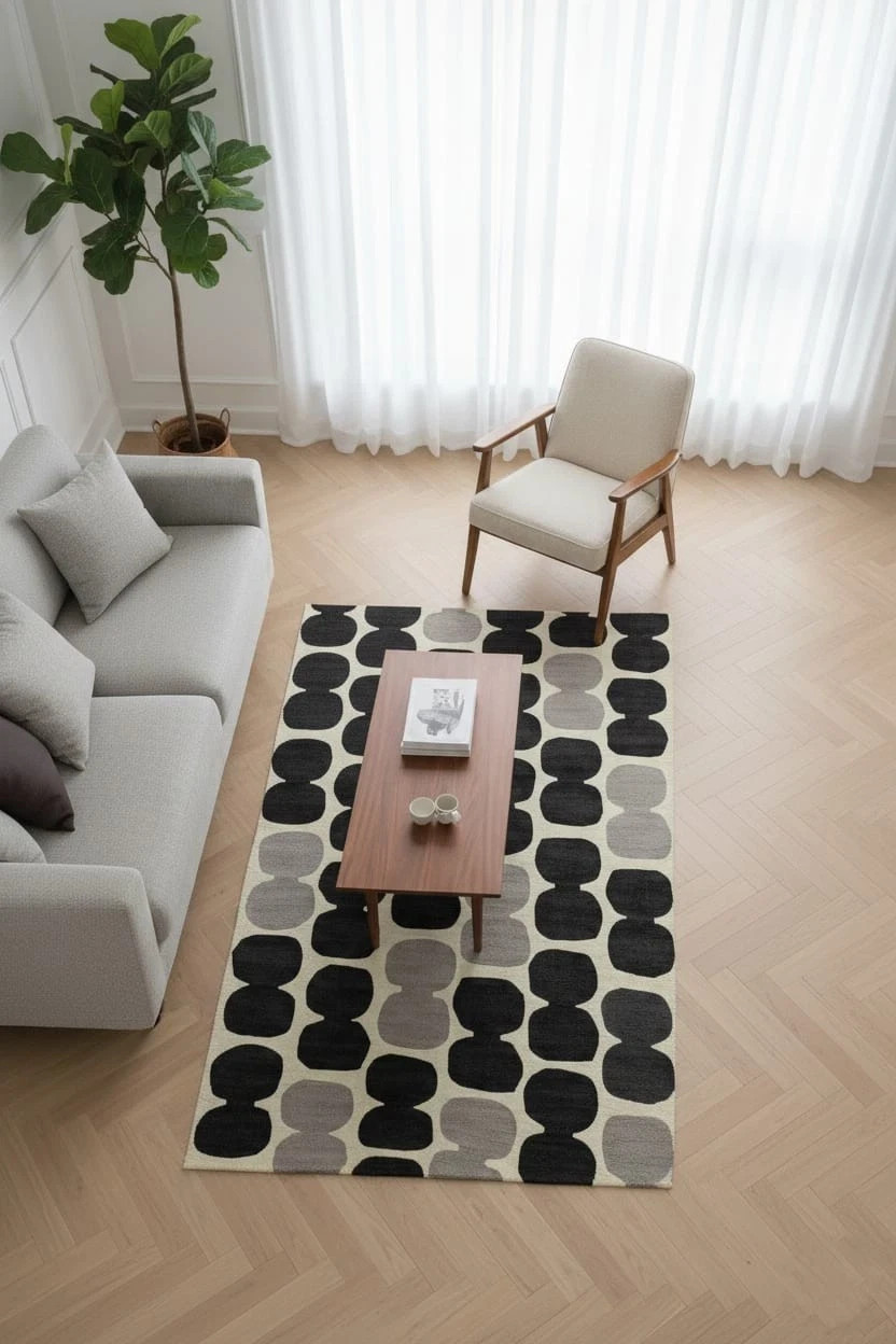 9x10Hand Tufted Repeating Design Minimal Home Decore Hallway Living Room Bedroom