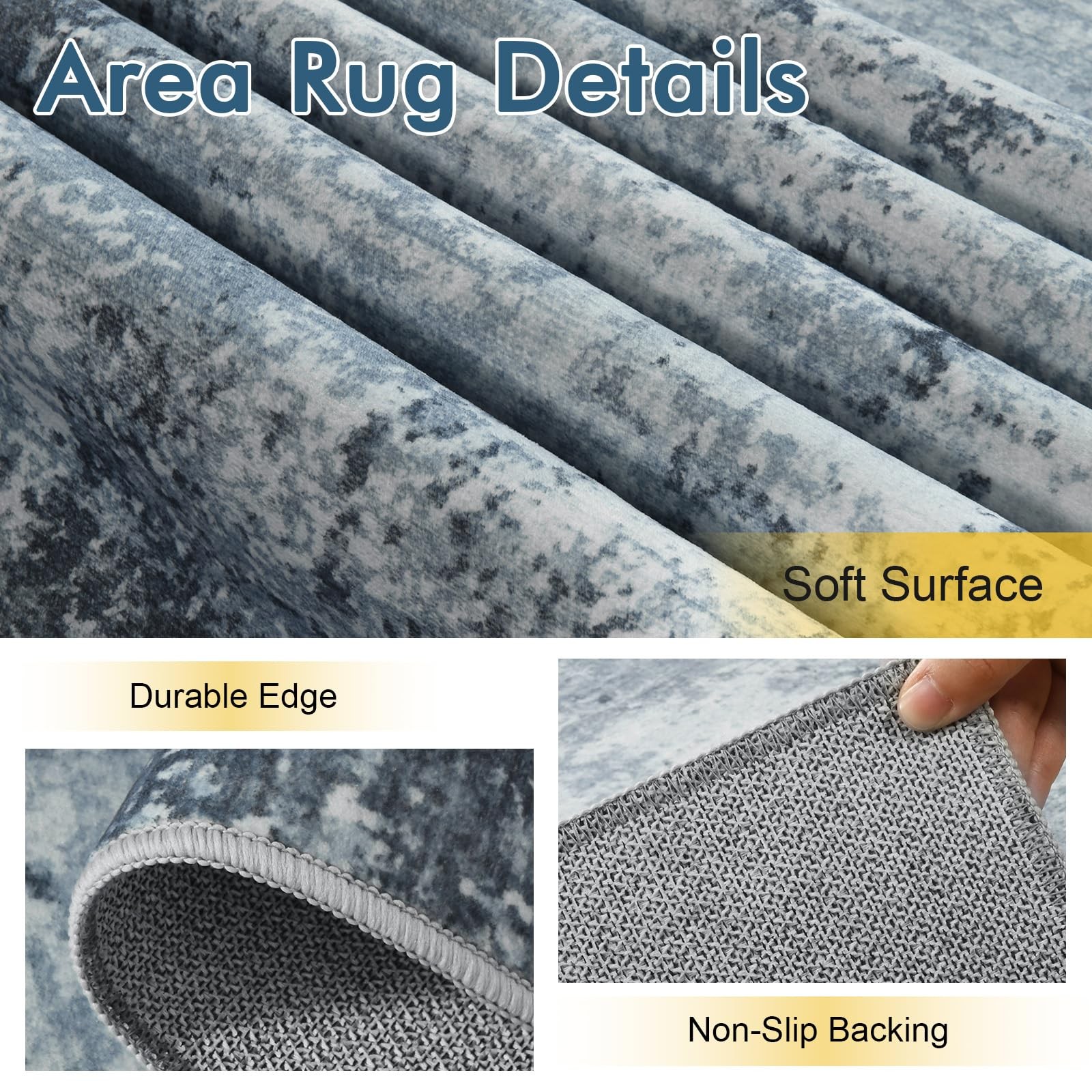 6×9 Ft Large Area Rugs for Living Room, Soft Non-Slip Washable Rugs Modern Ab…
