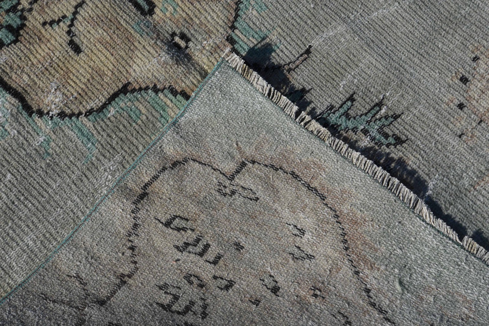 Turkish Rug, Area 4,7×8 ft Rug, Beige Bordered Rug