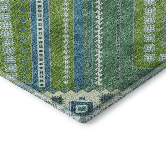 3×5 ft. Lime Green Teal & Ivory Tribal Washable Machine Made Rectangle Area R…