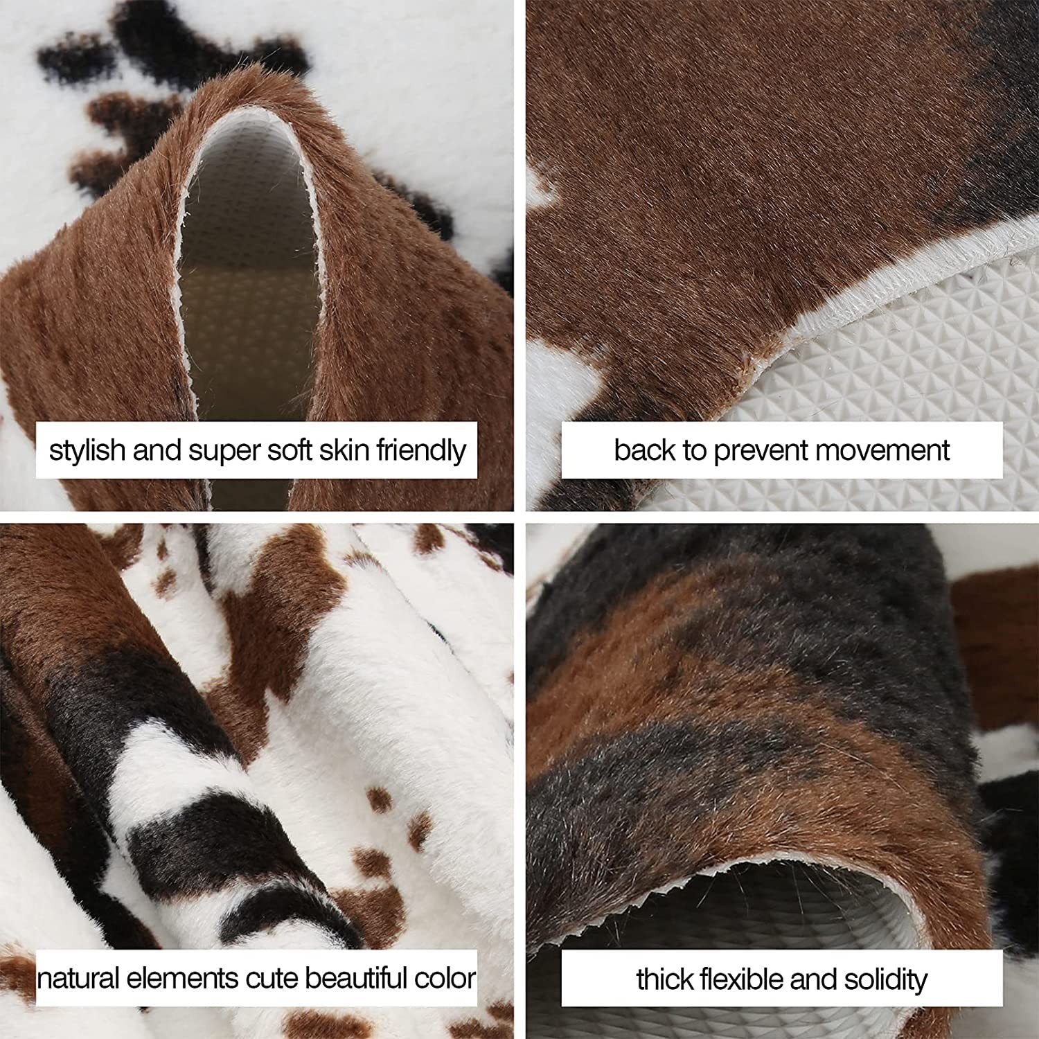 Cowhide Rug Cute Cow Print Rugs Western Decor for Living Room Bedroom Faux An…
